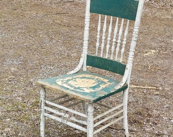 Victorian porch chair 1900s press back spindles TLC for resto pickup