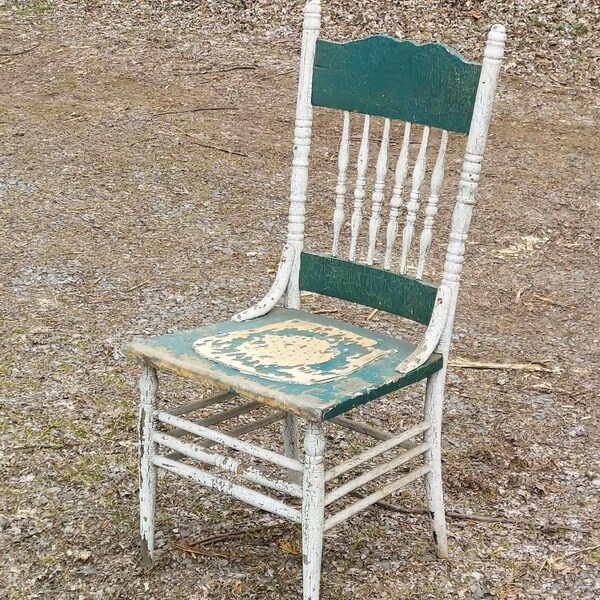 Victorian porch chair 1900s press back spindles TLC for resto pickup