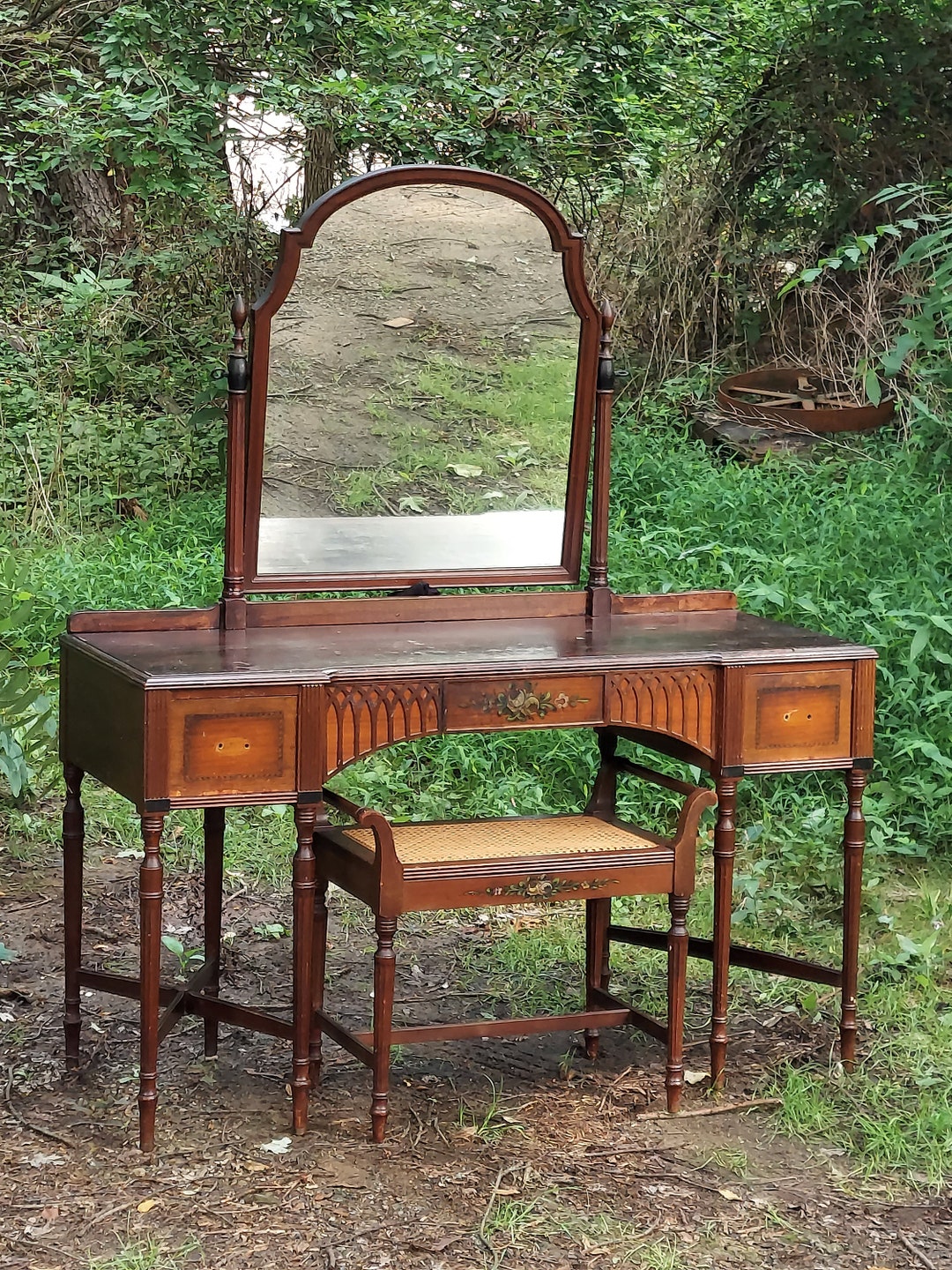 dressing table old design Art Deco Dressing Table with Mirror and Drawers, 1920s for sale at Pamono
