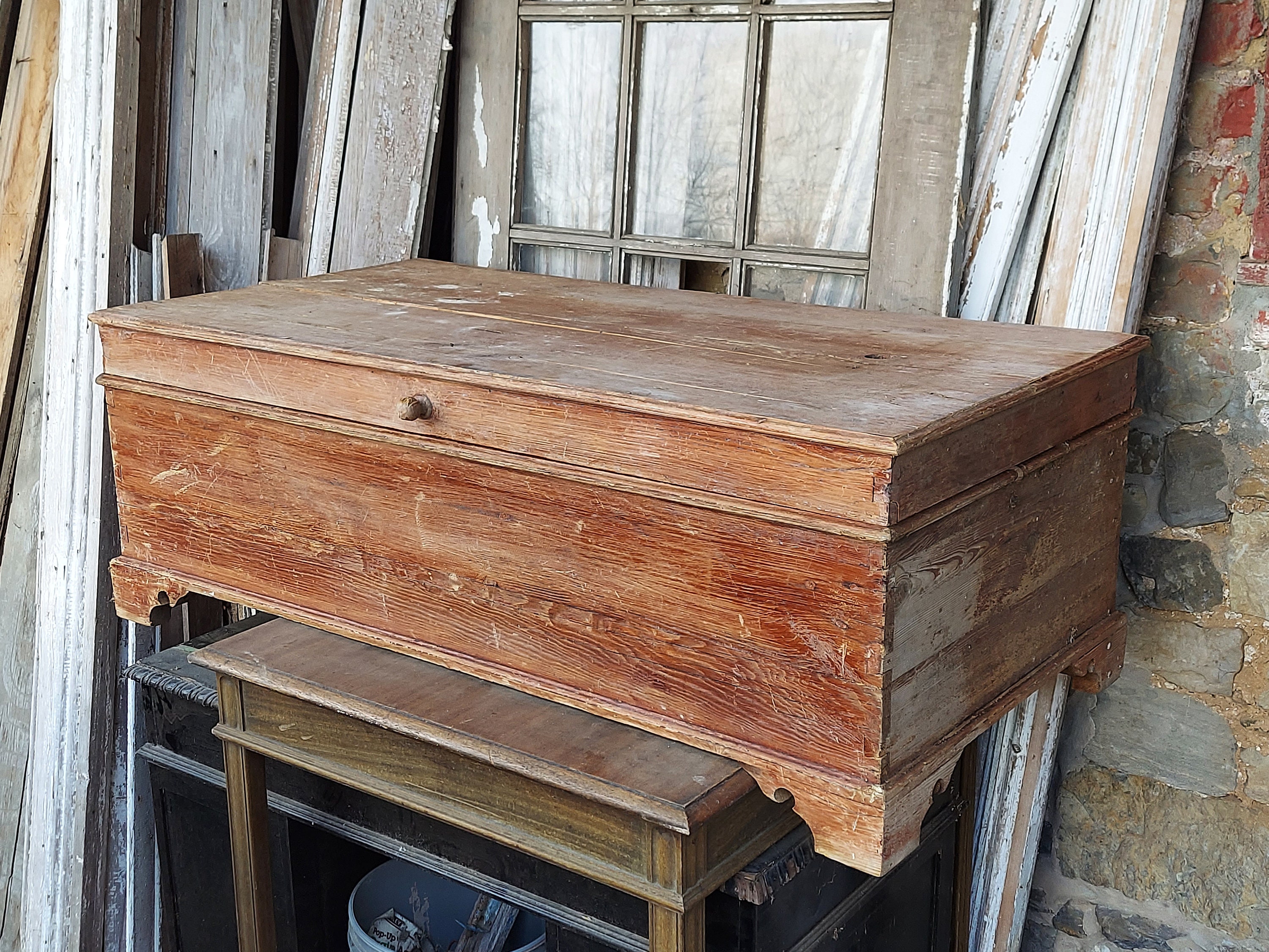 Trunk Vintage Military Foot Locker Storage Rustic Steamer Coffee Table Hope  Chest Blanket Bench Wood Bohemian Boho Chic Cottage Primitive