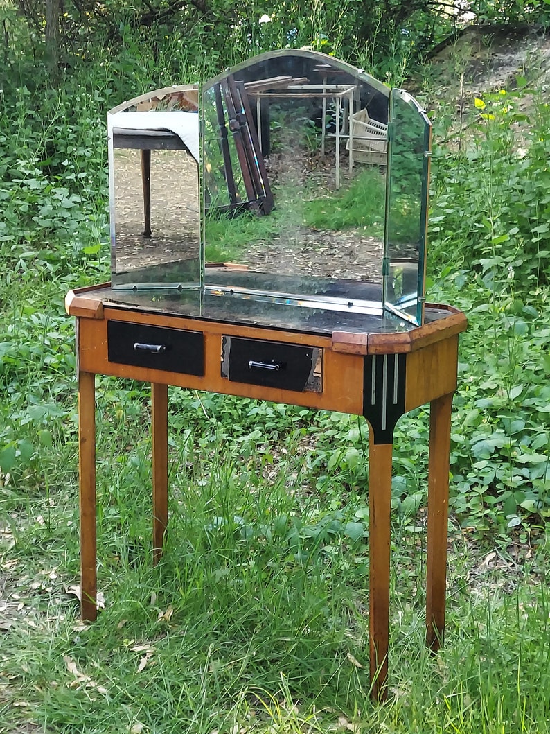 Art Deco Makeup Vanity Dressing Table 1940s Salon Pickup or Etsy