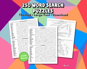 GRATIFYING Word Search. Large Print. 250 Themed Puzzles for Adults (PDF Download) No.4