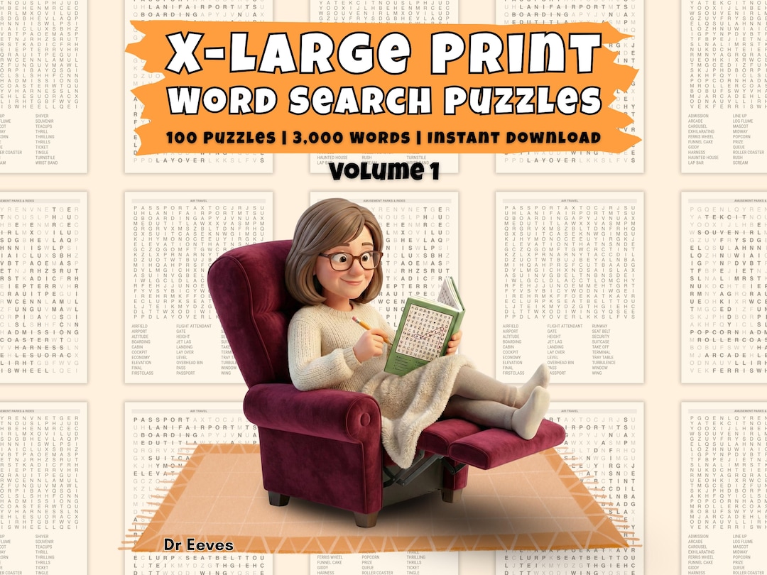 EXTRA LARGE Print Word Search Puzzles, Volume 1 (PDF Download) - Etsy