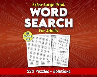 EXTRA-LARGE Print Word Search Puzzles: 250 Themed Puzzles, 5,000 Words, 24-Point Font (Digital Download)