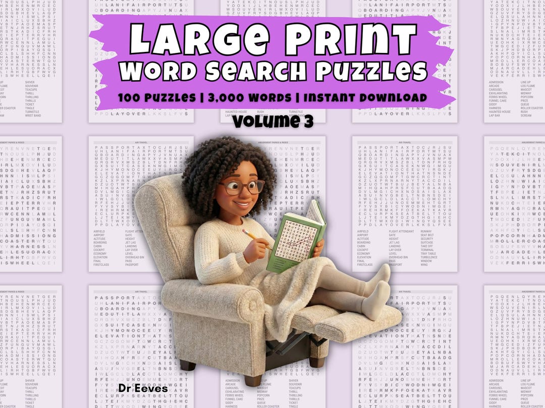 Easy Read Word Search PDF - 100 Relaxing Puzzles - Large 20pt Font for ...