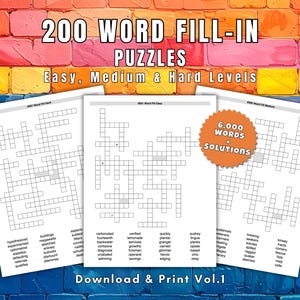 Rompecabezas de completar palabras para agudizar la mente, 200 crucigramas sin pistas, de fácil a difícil (descarga en PDF) Vol. 1