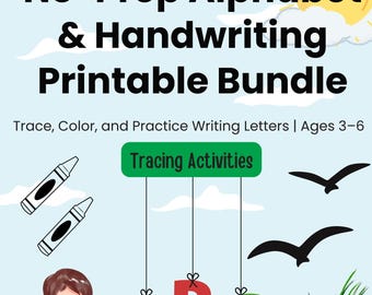 Alphabet Number Tracing Worksheets | No Prep Handwriting Printable | Preschool Kindergarten Learning Bundle 69 Pages