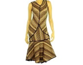Fishtail Hem Piped Knit Sweater Dress