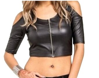 black peek a boo shoulder tops