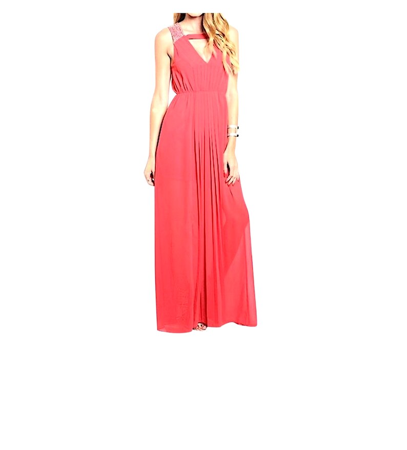 Sleeveless Cut Out Accordion Pleat Chiffon Wedding Fashion Dress