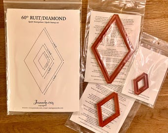 60º Diamonds 3"-1.5"-0.75" Quilt stamp set (for tumbling blocks and 6-pointed stars)