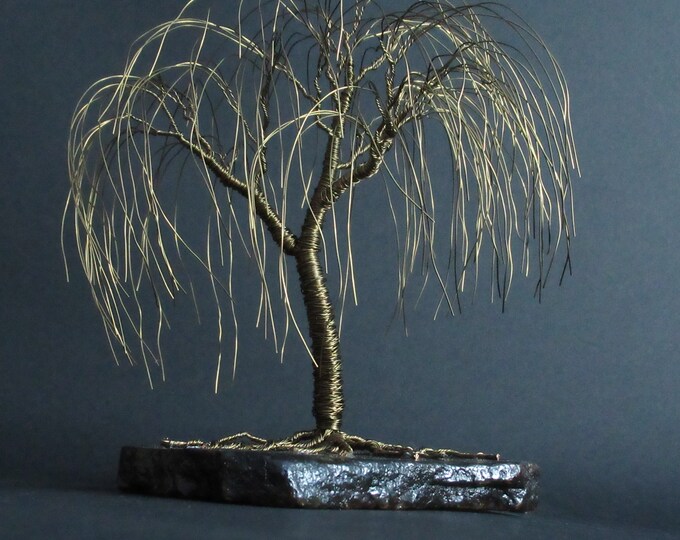 Featured listing image: Bronze Willow Tree Sculpture | Anniversary Gift Idea | Wire Tree Sculpture | Bronze Anniversary Gift | Living Room Decor | Bronze Art