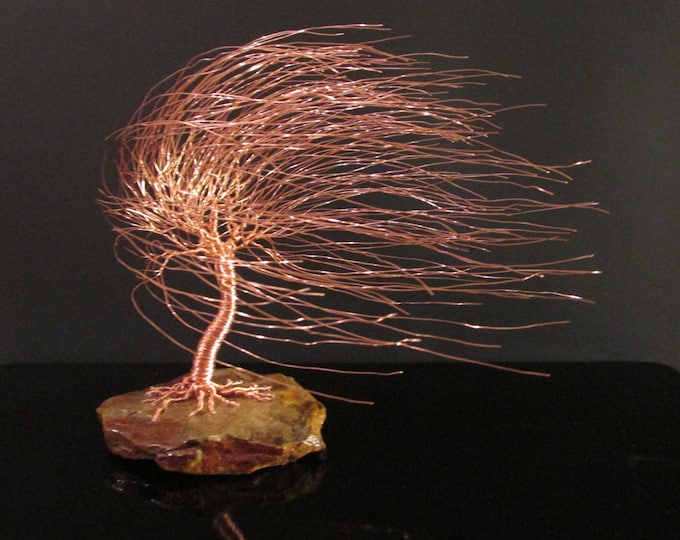 Featured listing image: Copper Art Wire Tree Sculpture of Windswept Willow