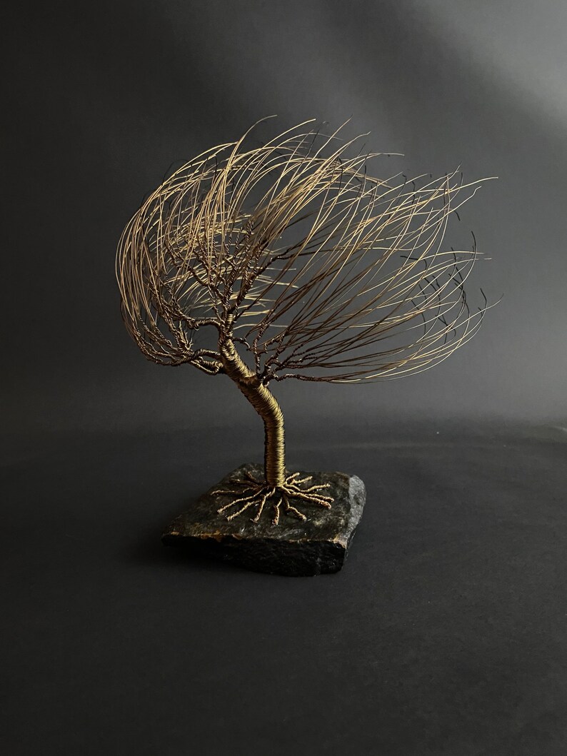 Bronze Willow Tree Sculpture Anniversary Gift Idea Wire Tree Sculpture Bronze Anniversary Gift Living Room Decor Bronze Art image 10