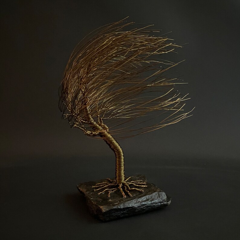 Bronze Willow Tree Sculpture Anniversary Gift Idea Wire Tree Sculpture Bronze Anniversary Gift Living Room Decor Bronze Art image 1