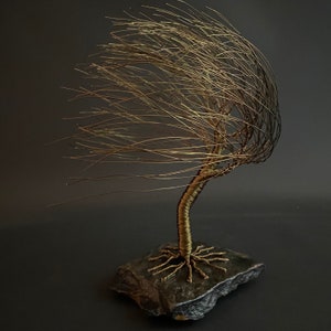 Bronze Willow Tree Sculpture Anniversary Gift Idea Wire Tree Sculpture Bronze Anniversary Gift Living Room Decor Bronze Art image 4