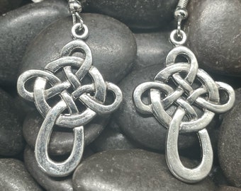 Celtic Cross Silver Earrings