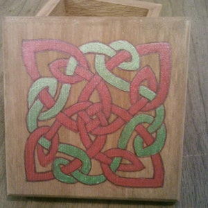 Hand Painted Celtic Square Knot Wooden Box
