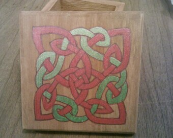 Hand Painted Celtic Square Knot Wooden Box