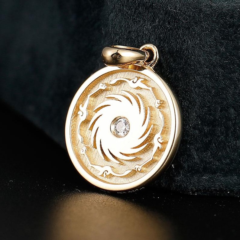 10K Gold Holy Spirit Fire Pendant Pentecost Dove Necklace Christian Gift