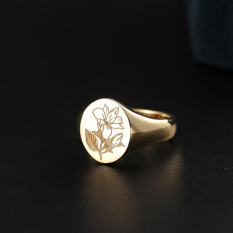 Bague Intaille Vintage Pêcheur En Or 14k - Taille 54 - Bijou Ancien Occasion