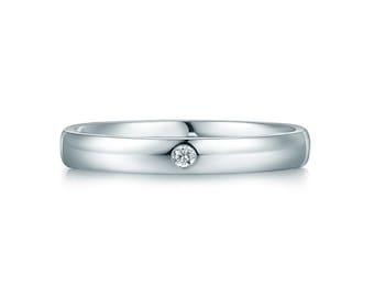 Engagement Wedding Solitaire Diamond Ring - Pt950 Platinum and 18K Gold Matching Couple Band Set
