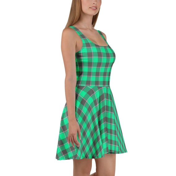 green plaid skater dress Fayda Maxi Sundress in Green Palm Tree Tiles Print main image 1