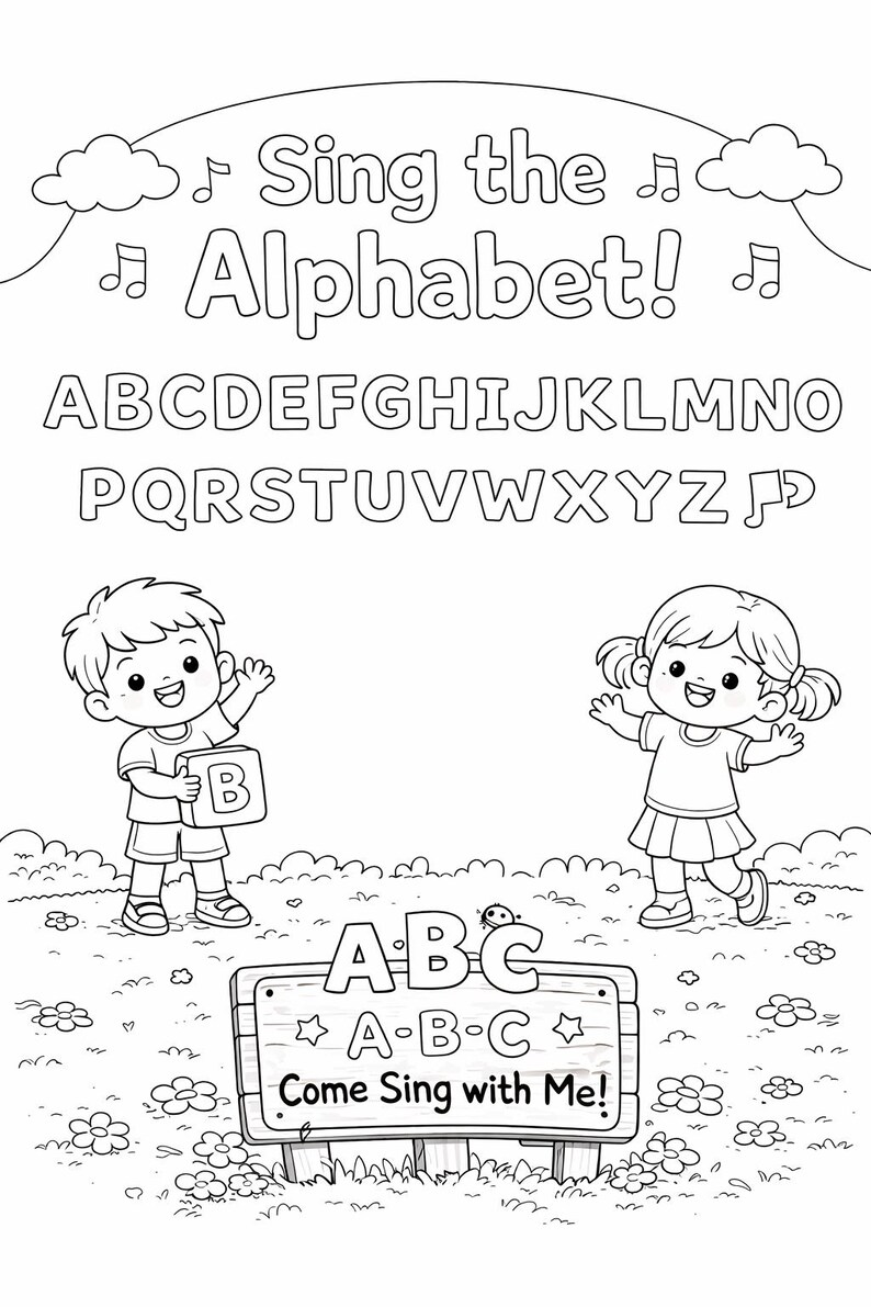 Singing Letters Visual Alphabet Educational Song + Worksheets & Coloring Pages - Etsy