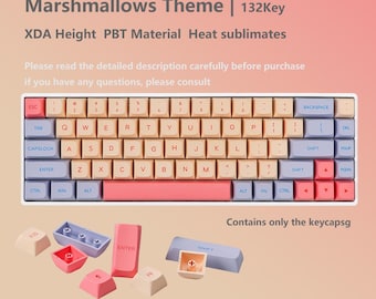 Marshmallow Pastel Keycap Set, 132 Keys XDA Profile PBT Dye-Sub Mechanical Keyboard
