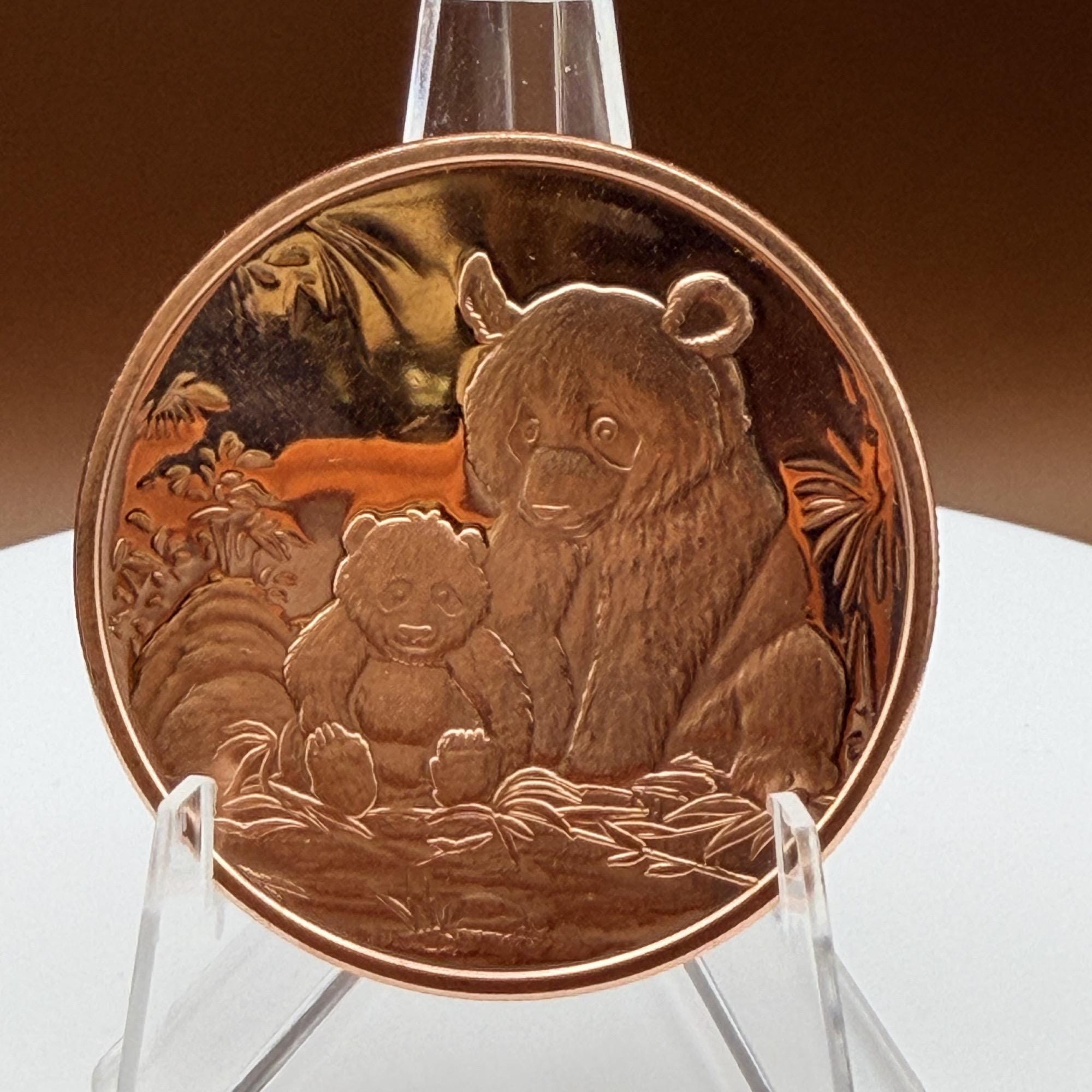 Copper Panda Bear & Cub Round | Mother and Baby Bear Design | Collector ...