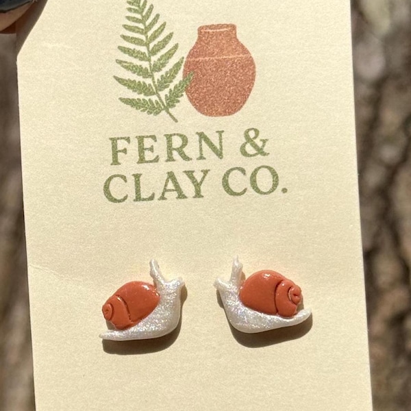 Snail Stud Earrings | Handmade Polymer Clay | Cottage Core Jewelry