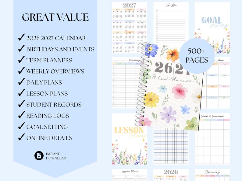 2026 2027 Homeschool Planner Printable | Daily Homeschool Checklist ...