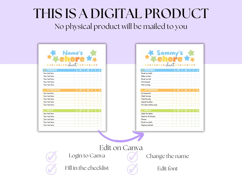 Kids Daily Checklist | Chore Chart | to Do List | Editable Planner ...