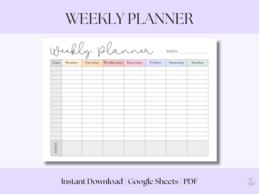 Editable Weekly Planner | Weekly Schedule PDF | Weekly Organizer ...