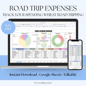 Expenses Tracker Google Sheets Template, Spending Tracker, Travel Expense Tracker, Spreadsheet, Budget Log, Family Budget, Income | RV