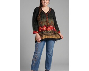 VTG Carole Little 90s Boho Tunic Blouse 14 Whimsigoth Ethnic Peasant Maternity