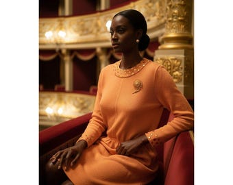 Vintage St. John Evening Santana Knit Dress - Studded Persimmon