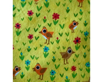 KIDCORE Baby Chicks Flowers Fabric Yellow Cotton Kids Sewing Quilt