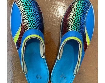 VTG SoleTech Artsy Iridescent Reptile Leather Clog Mules - Women's 6.5 (Unused)