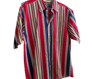 Vintage 417 Van Heusen Mens Medium Short Sleeve Shirt Red M Retro Dad shirt