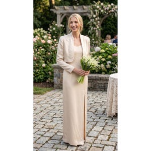 champagne dress and jacket Champagne mother Bands Size:L-36-80 fabric: satin Evans Black backless maxi It is classic