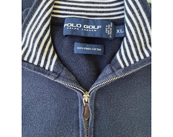 Polo Golf Ralph Lauren Navy Pima Cotton   Zip Pullover Mens XL Country Club