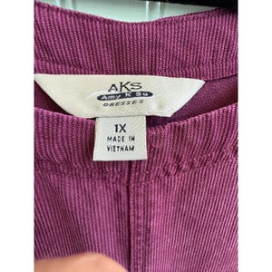 VTG AKS Amy K Sue Plum Corduroy Dress Tencel Maxi Lagenlook Art Teacher 1X image 4