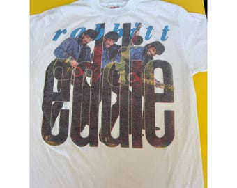 Vtg 90s Eddie Rabbitt Graphic Tee Med Single Stitch USA Nashville Band T Rare