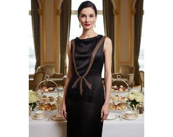 Vintage Nina Ricci Modèle Déposé Black Silk Cocktail Dress — FR 38 / US 6