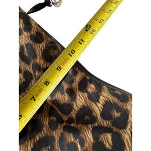 VTG Brighton Leopard Print Nylon Hobo Bag Braided Leather Handle Silver Y2K image 20