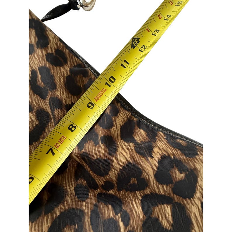 VTG Brighton Leopard Print Nylon Hobo Bag Braided Leather Handle Silver Y2K image 20