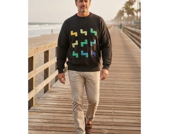 Vtg St. Croix Shop 90s Geometric Intarsia Sweater Cotton XXL Resort Luxury