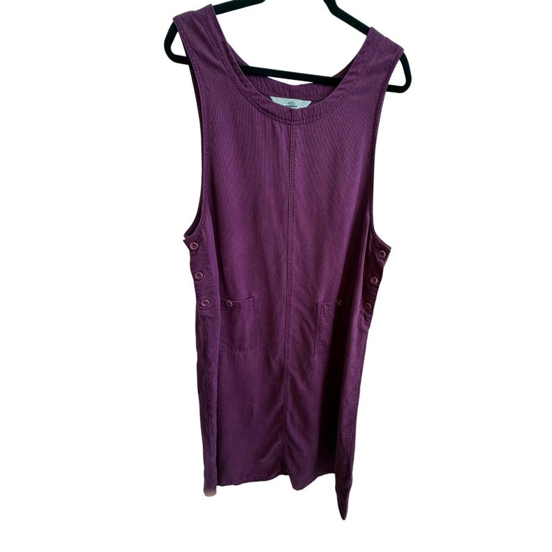 VTG AKS Amy K Sue Plum Corduroy Dress Tencel Maxi Lagenlook Art Teacher 1X image 3