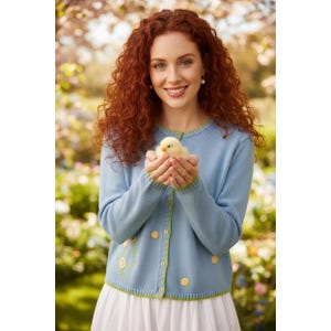 Vtg Pendleton  Robin's Egg BlueEmbroidered Cardigan XL Easter Spring Cottagecore